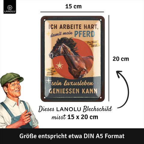 Blechschild Pferd Luxusleben