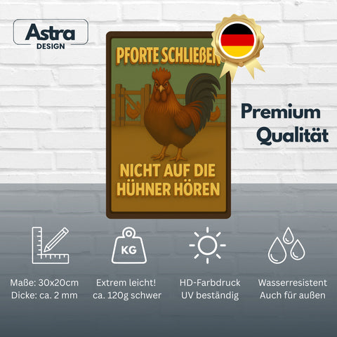 Pforte schließen Hahn Blechschild