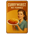 Pommes und Currywurst Blechschild
