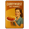 Currywurst mit Pommes Blechschild Gelb/Rot - 20x30cm