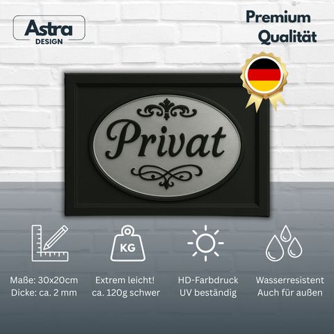 Privat Blechschild für Zuhause