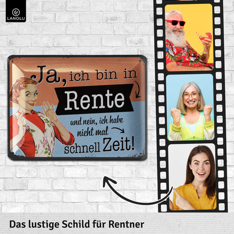 Blechschild Rente Frau