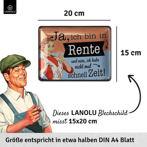 Blechschild Rente Frau