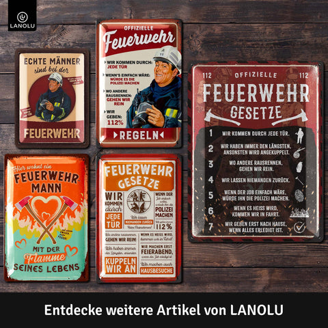 Blechschild Echte Männer Feuerwehr