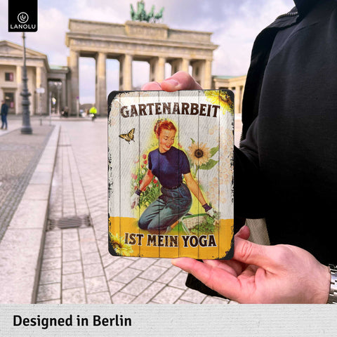 Blechschild Gartenarbeit Yoga