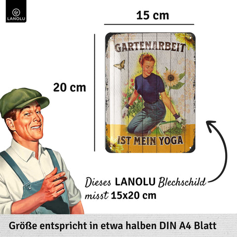 Blechschild Gartenarbeit Yoga