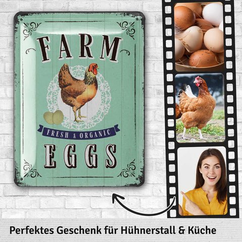 Blechschild Farm eggs