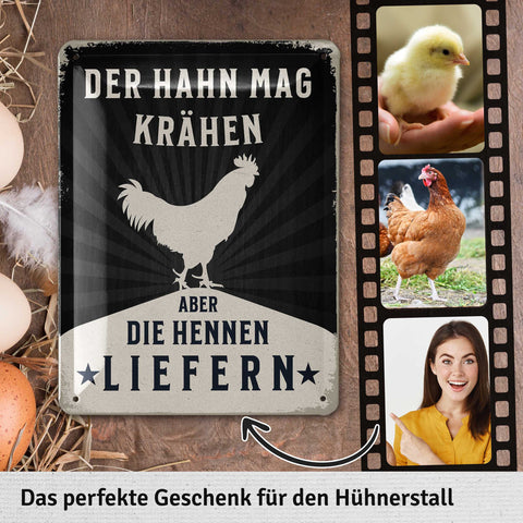 Blechschild Hennen liefern