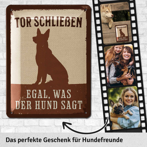 Blechschild Tor schließen Hund