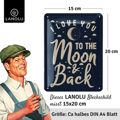 Blechschild I Love You to The Moon
