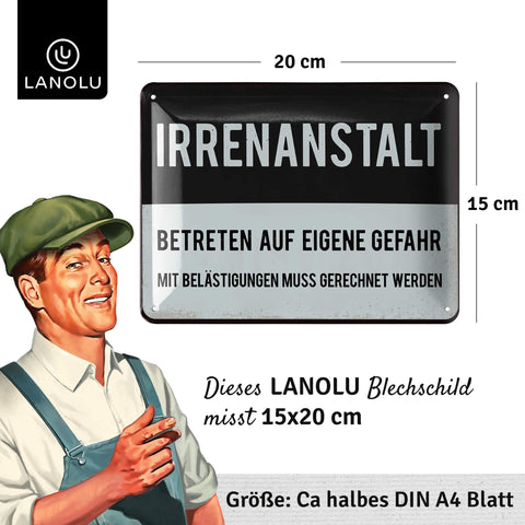 Blechschild Irrenanstalt