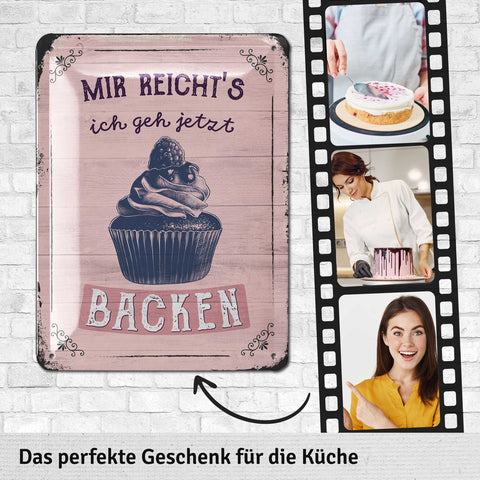 Blechschild Ich geh backen