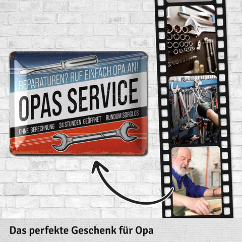 Blechschild Opas Service