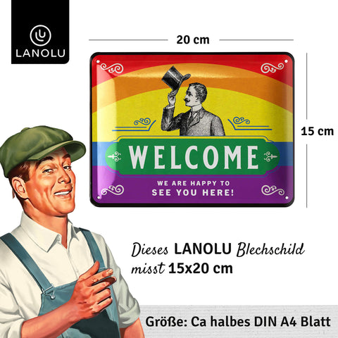 Blechschild Welcome bunt
