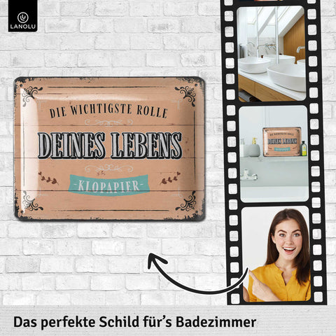 Blechschild Rolle deines Lebens Klopapier