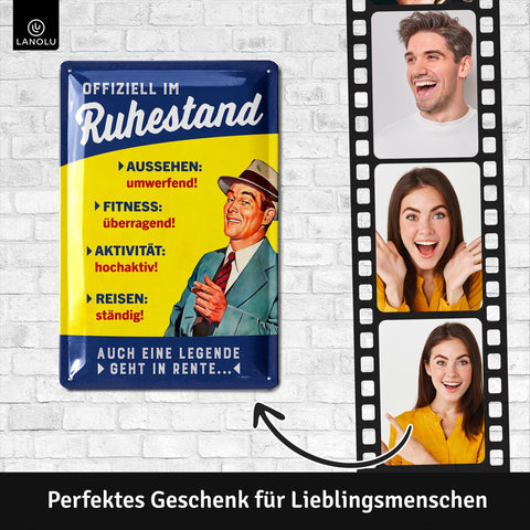 Blechschild Ruhestand Offiziell