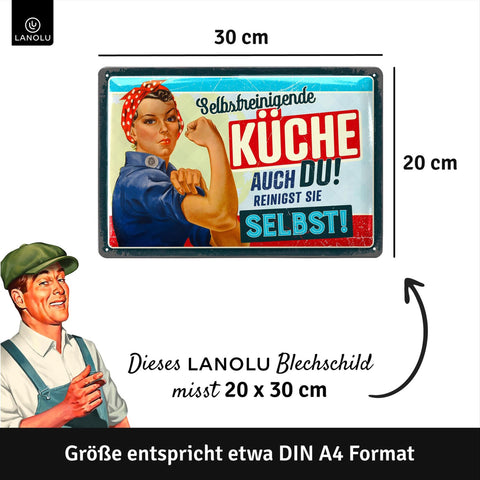 Blechschild Selbstreinigende Küche