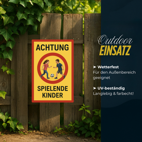 Achtung Spielende Kinder Blechschild