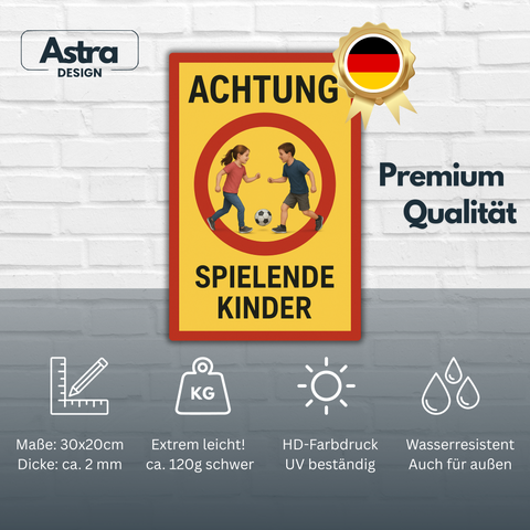 Achtung Spielende Kinder Blechschild