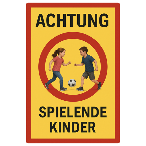 Achtung Spielende Kinder Blechschild