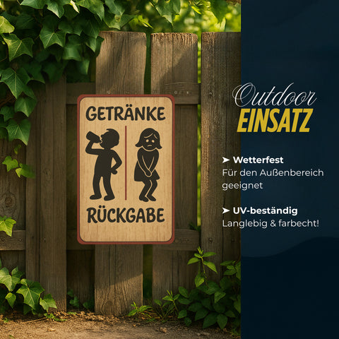 Getränke Rückgabe Toilette Blechschild
