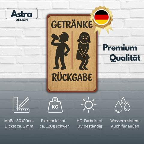 Getränke Rückgabe Toilette Blechschild
