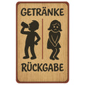 Getränke Rückgabe Toilette Blechschild