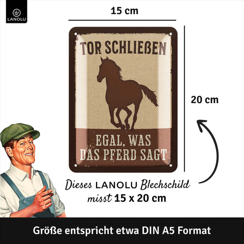 Blechschild Tor schließen Pferd