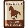 Blechschild Tor schließen Pferd