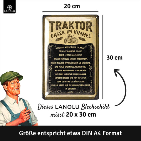 Blechschild Traktor unser im Himmel