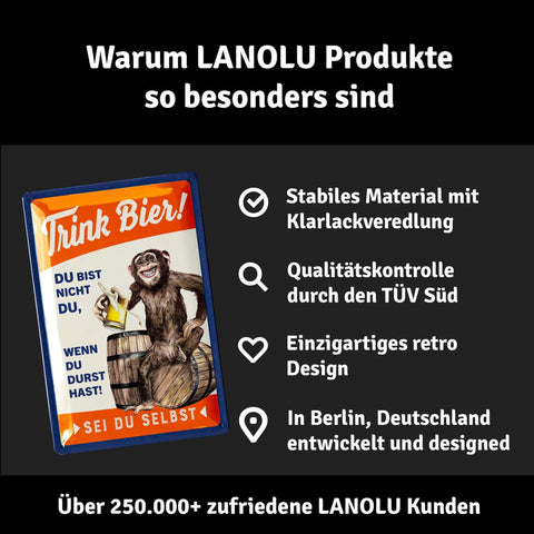 Blechschild Trink Bier Affe