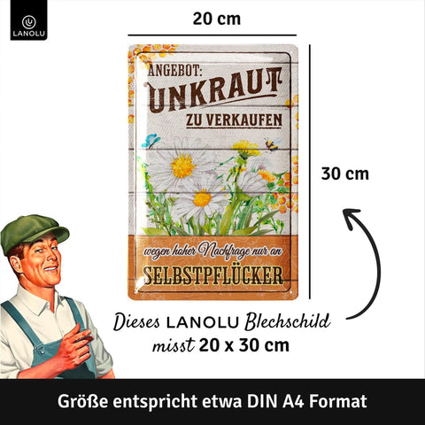 Blechschild Unkraut zu Verkaufen