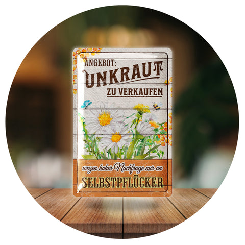 Blechschild Unkraut zu Verkaufen