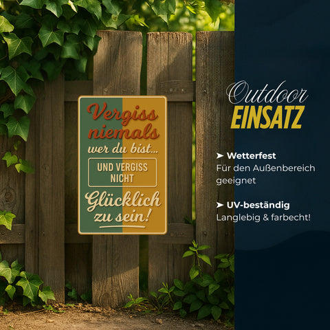 Vergiss niemals Blechschild