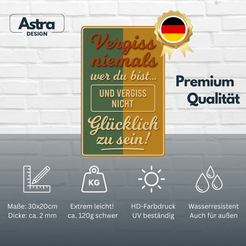 Vergiss niemals Blechschild