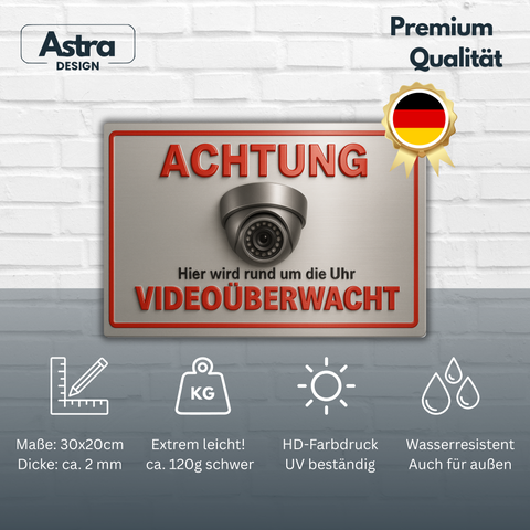 Videoüberwachung Blechschild für Sicherheit