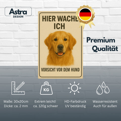 Golden Retriever Hier wache ich Blechschild