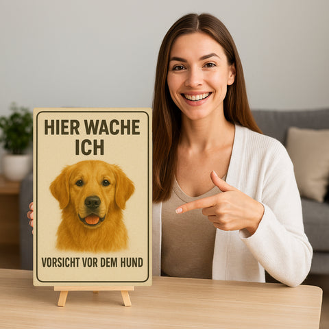 Golden Retriever Hier wache ich Blechschild