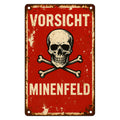 Vorsicht Minenfeld Rot Blechschild