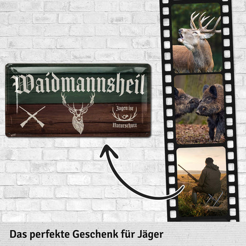 Blechschild Waidmannsheil Jäger