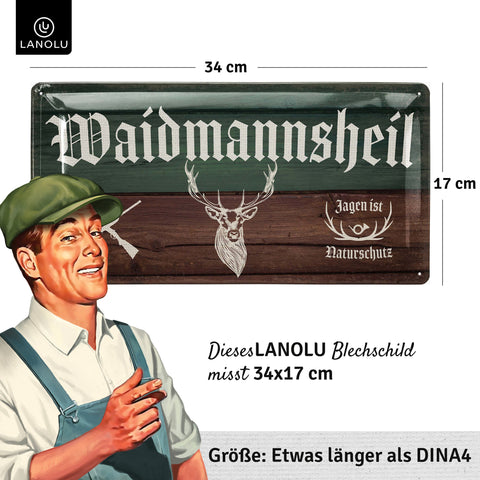 Blechschild Waidmannsheil Jäger