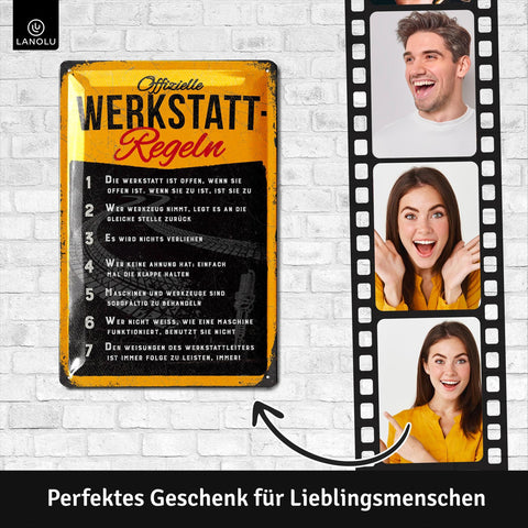 Blechschild Offizielle Werkstatt Regeln