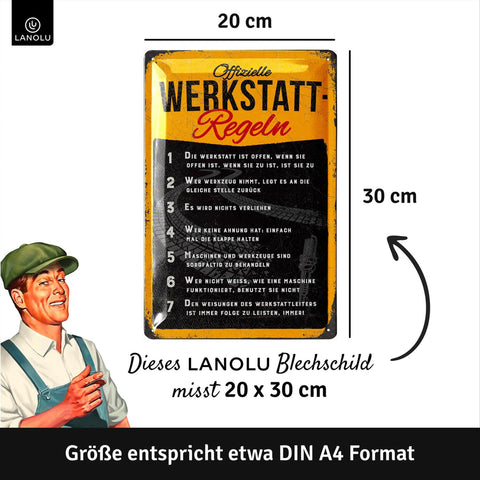 Blechschild Offizielle Werkstatt Regeln