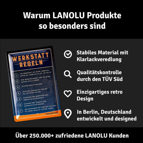 Blechschild Werkstattregeln blau
