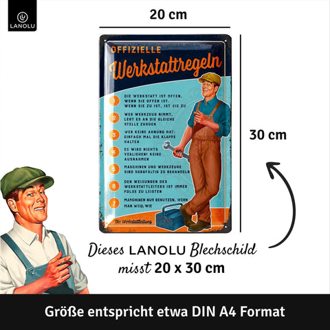 Blechschild Lustige Werkstattregeln