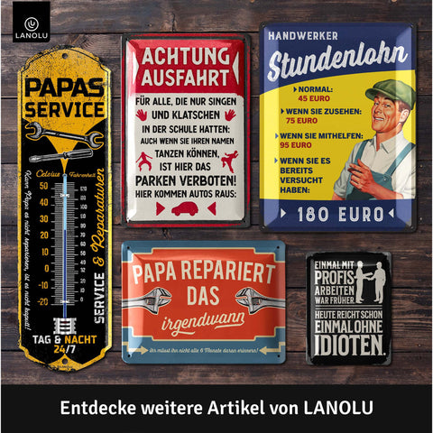 Blechschild Werkstatt Regeln groß