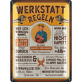 Blechschild Werkstatt Regeln groß