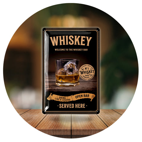 Blechschild Whiskey Glas