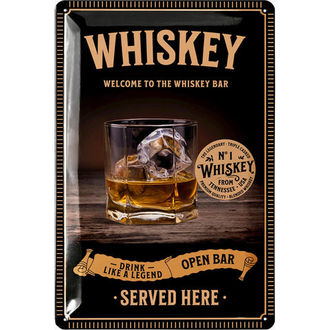 Blechschild Whiskey Glas