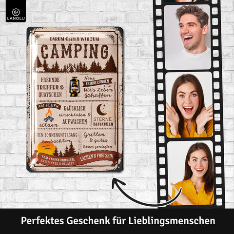 Blechschild Darum Gehen Wir Zum Camping